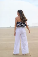 Top tomara que caia babado poá