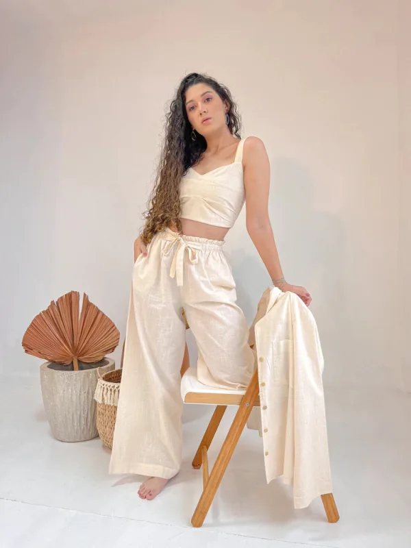 Trijunto: Camisa Elis + Cropped Regina + Calça Pantalona Sebastiana