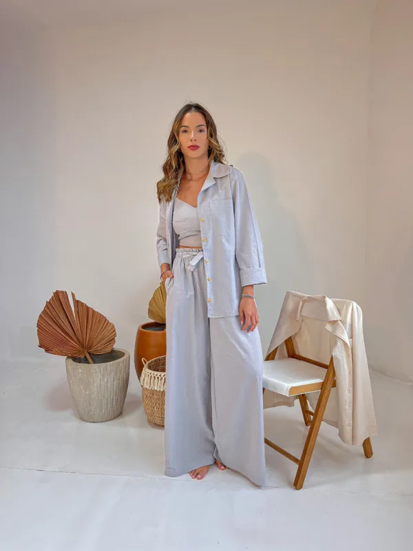 Trijunto: Camisa Elis + Cropped Regina + Calça Pantalona Sebastiana