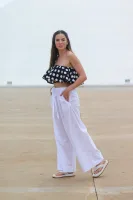 Top tomara que caia babado poá